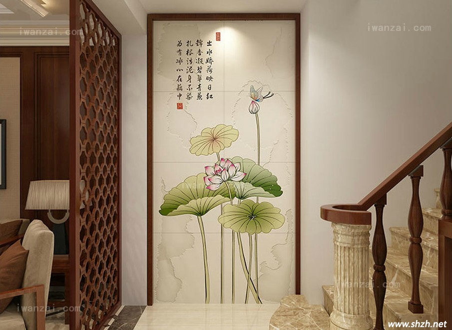 蓮花玄關(guān)裝飾畫(huà)